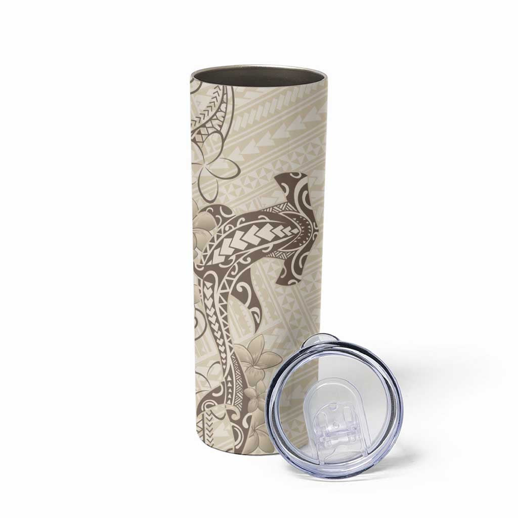Beige Hawaii Skinny Tumbler Hammerhead Shark Tattoo Curve Polynesian - Polynesian Pride