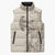 Beige Hawaii Sleeveless Puffer Jacket Hammerhead Shark Tattoo Curve Polynesian - Polynesian Pride