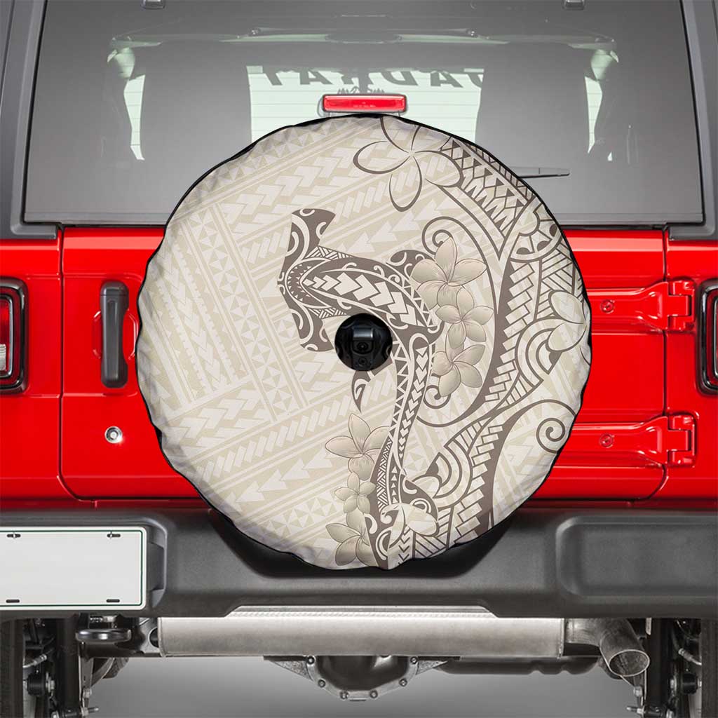 Beige Hawaii Spare Tire Cover Hammerhead Shark Tattoo Curve Polynesian - Polynesian Pride