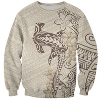 Beige Hawaii Sweatshirt Hammerhead Shark Tattoo Curve Polynesian LT14 Unisex Beige - Polynesian Pride