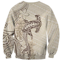 Beige Hawaii Sweatshirt Hammerhead Shark Tattoo Curve Polynesian LT14 - Polynesian Pride