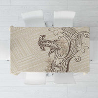 Beige Hawaii Tablecloth Hammerhead Shark Tattoo Curve Polynesian - Polynesian Pride