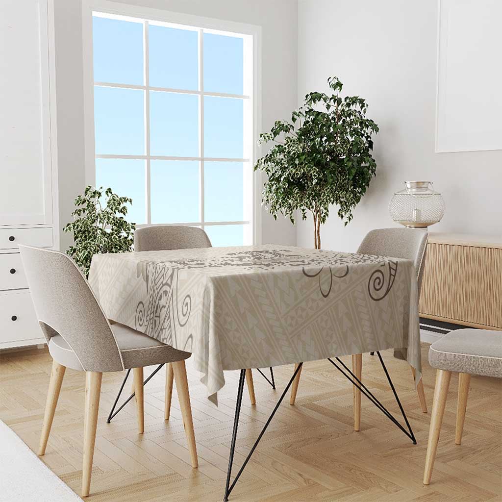 Beige Hawaii Tablecloth Hammerhead Shark Tattoo Curve Polynesian - Polynesian Pride