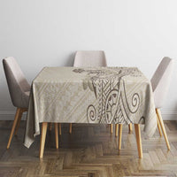 Beige Hawaii Tablecloth Hammerhead Shark Tattoo Curve Polynesian - Polynesian Pride