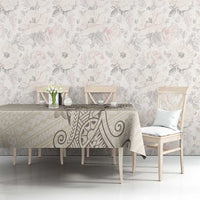 Beige Hawaii Tablecloth Hammerhead Shark Tattoo Curve Polynesian - Polynesian Pride