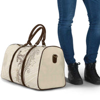 Beige Hawaii Travel Bag Hammerhead Shark Tattoo Curve Polynesian - Polynesian Pride