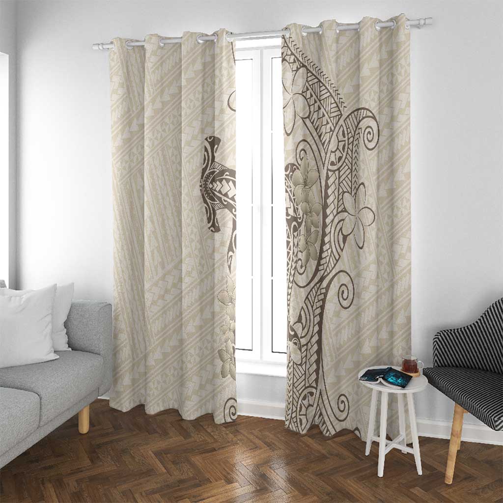 Beige Hawaii Window Curtain Hammerhead Shark Tattoo Curve Polynesian - Polynesian Pride