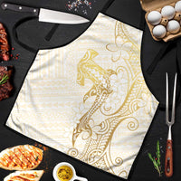 Gold and White Hawaii Apron Hammerhead Shark Tattoo Curve Polynesian - Polynesian Pride