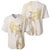 Gold and White Hawaii Baseball Jersey Hammerhead Shark Tattoo Curve Polynesian - Polynesian Pride