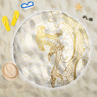Gold and White Hawaii Beach Blanket Hammerhead Shark Tattoo Curve Polynesian - Polynesian Pride