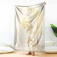 Gold and White Hawaii Blanket Hammerhead Shark Tattoo Curve Polynesian LT14 - Polynesian Pride