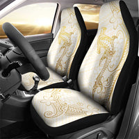 Gold and White Hawaii Car Seat Cover Hammerhead Shark Tattoo Curve Polynesian - Polynesian Pride