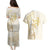 Gold and White Hawaii Couples Matching Puletasi and Hawaiian Shirt Hammerhead Shark Tattoo Curve Polynesian - Polynesian Pride