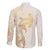 Gold and White Hawaii Family Matching Long Sleeve Bodycon Dress and Hawaiian Shirt Hammerhead Shark Tattoo Curve Polynesian - Polynesian Pride