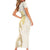 Gold and White Hawaii Family Matching Short Sleeve Bodycon Dress and Hawaiian Shirt Hammerhead Shark Tattoo Curve Polynesian - Polynesian Pride