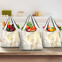 Gold and White Hawaii Grocery Bag Hammerhead Shark Tattoo Curve Polynesian - Polynesian Pride