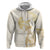Gold and White Hawaii Hoodie Hammerhead Shark Tattoo Curve Polynesian - Polynesian Pride