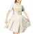 Gold and White Hawaii Kid Short Sleeve Dress Hammerhead Shark Tattoo Curve Polynesian - Polynesian Pride