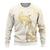 Gold and White Hawaii Ugly Christmas Sweater Hammerhead Shark Tattoo Curve Polynesian - Polynesian Pride