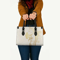 Gold and White Hawaii Leather Bag Hammerhead Shark Tattoo Curve Polynesian - Polynesian Pride