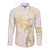 Gold and White Hawaii Long Sleeve Button Shirt Hammerhead Shark Tattoo Curve Polynesian - Polynesian Pride