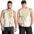 Gold and White Hawaii Men Tank Top Hammerhead Shark Tattoo Curve Polynesian - Polynesian Pride