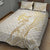 Gold and White Hawaii Quilt Bed Set Hammerhead Shark Tattoo Curve Polynesian - Polynesian Pride