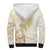 Gold and White Hawaii Sherpa Hoodie Hammerhead Shark Tattoo Curve Polynesian - Polynesian Pride