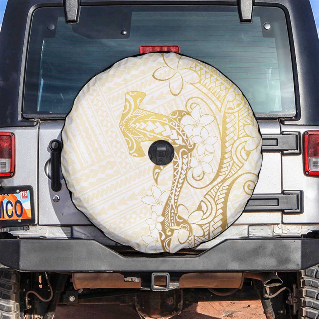 Gold and White Hawaii Spare Tire Cover Hammerhead Shark Tattoo Curve Polynesian - Polynesian Pride