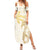 Gold and White Hawaii Summer Maxi Dress Hammerhead Shark Tattoo Curve Polynesian - Polynesian Pride