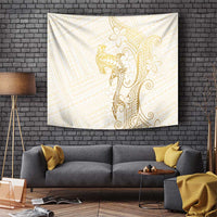Gold and White Hawaii Tapestry Hammerhead Shark Tattoo Curve Polynesian - Polynesian Pride