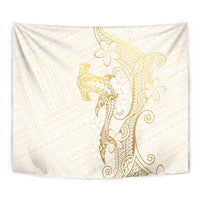 Gold and White Hawaii Tapestry Hammerhead Shark Tattoo Curve Polynesian - Polynesian Pride