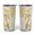 Gold and White Hawaii Tumbler Cup Hammerhead Shark Tattoo Curve Polynesian - Polynesian Pride