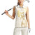 Gold and White Hawaii Women Sleeveless Polo Shirt Hammerhead Shark Tattoo Curve Polynesian - Polynesian Pride
