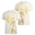 Gold and White Hawaii Women V-Neck T-Shirt Hammerhead Shark Tattoo Curve Polynesian - Polynesian Pride