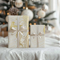 Gold and White Hawaii Wrapping Paper Hammerhead Shark Tattoo Curve Polynesian - Polynesian Pride