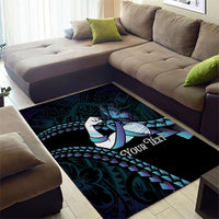 Personalised Polynesia Suicide Prevention Month Area Rug Brave Strong Butterfly Teal Purple Ribbon