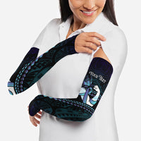 Personalised Polynesia Suicide Prevention Month Arm Sleeves Brave Strong Butterfly Teal Purple Ribbon