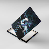 Personalised Polynesia Suicide Prevention Month Canvas Wall Art Brave Strong Butterfly Teal Purple Ribbon