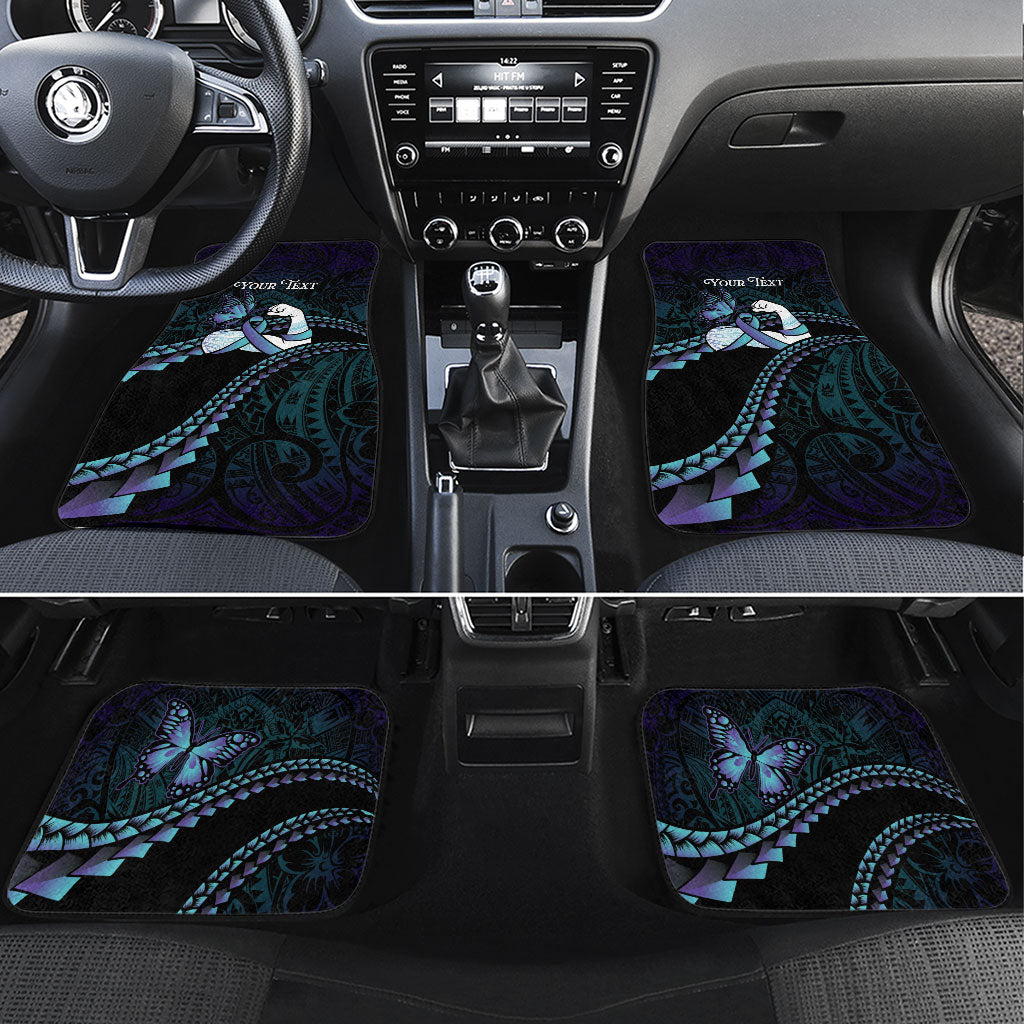 Personalised Polynesia Suicide Prevention Month Car Mats Brave Strong Butterfly Teal Purple Ribbon