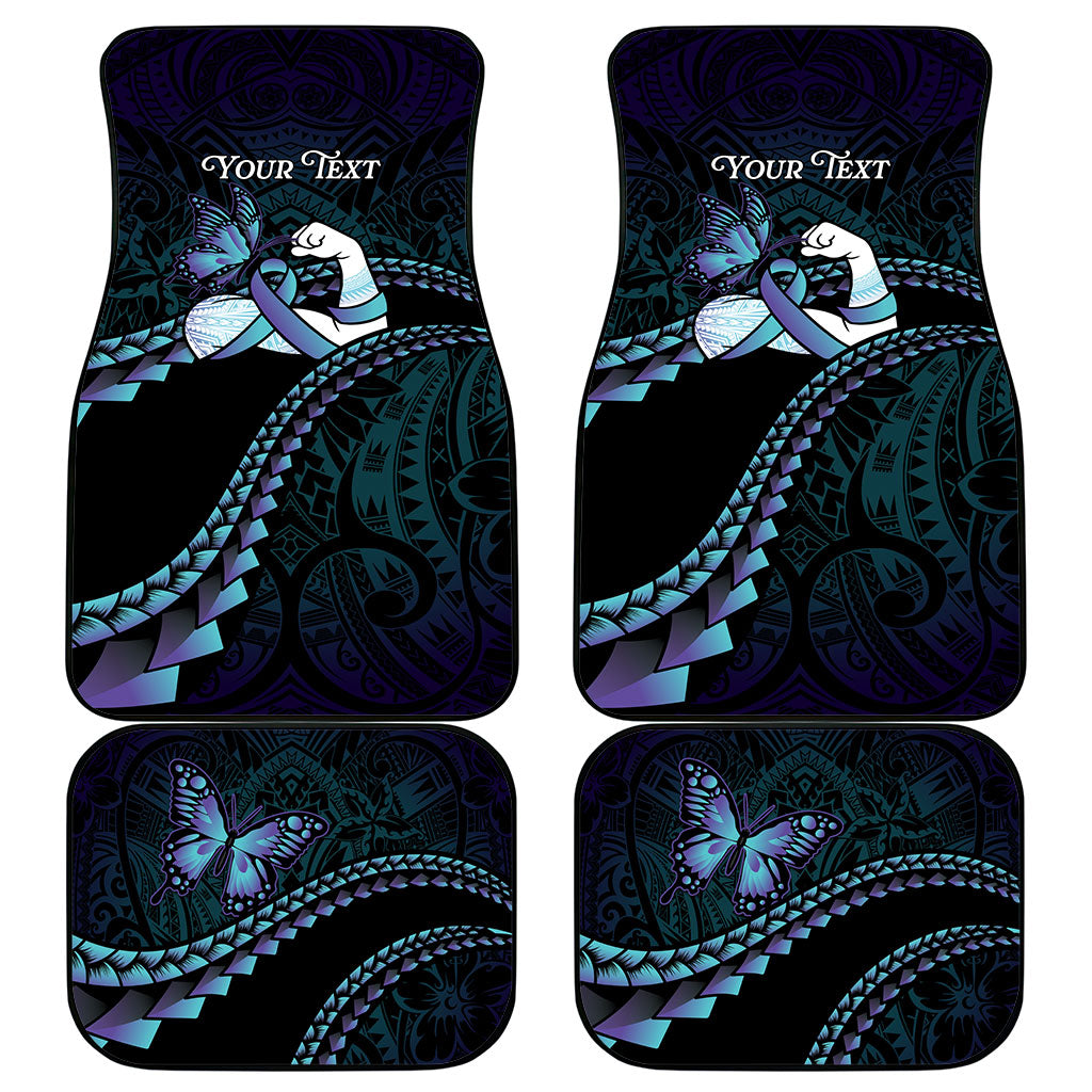 Personalised Polynesia Suicide Prevention Month Car Mats Brave Strong Butterfly Teal Purple Ribbon