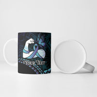 Personalised Polynesia Suicide Prevention Month Ceramic Mug Brave Strong Butterfly Teal Purple Ribbon