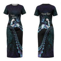 Personalised Polynesia Suicide Prevention Month Couples Matching Short Sleeve Bodycon Dress and Long Sleeve Button Shirt Brave Strong Butterfly Teal Purple Ribbon