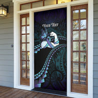 Personalised Polynesia Suicide Prevention Month Door Cover Brave Strong Butterfly Teal Purple Ribbon
