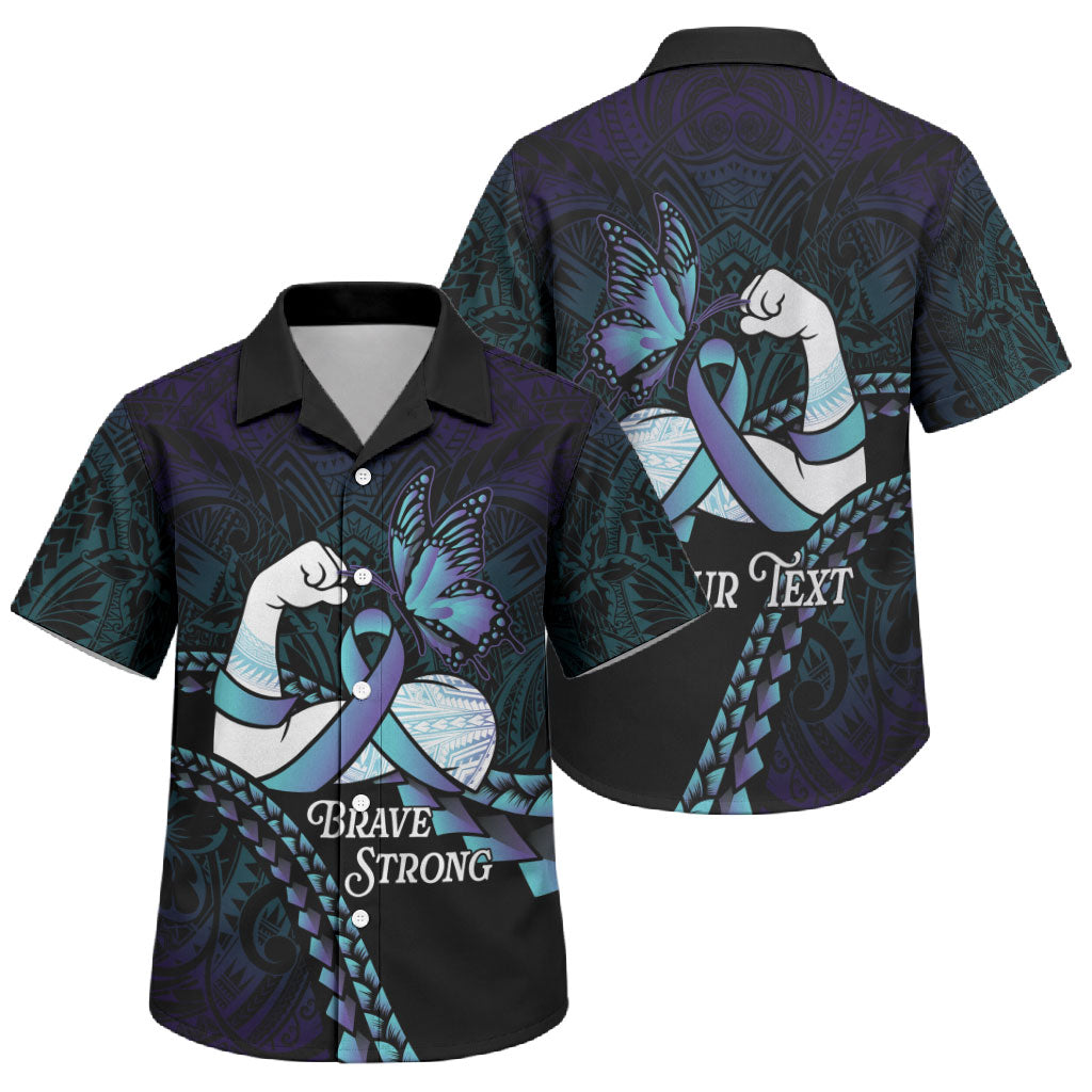 Personalised Polynesia Suicide Prevention Month Family Matching Long Sleeve Bodycon Dress and Hawaiian Shirt Brave Strong Butterfly Teal Purple Ribbon LT14 Son's Shirt Purple - Polynesian Pride