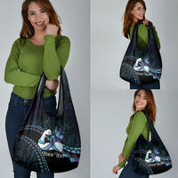 Personalised Polynesia Suicide Prevention Month Grocery Bag Brave Strong Butterfly Teal Purple Ribbon