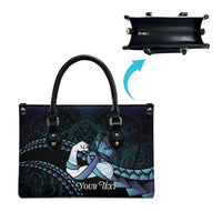 Personalised Polynesia Suicide Prevention Month Leather Bag Brave Strong Butterfly Teal Purple Ribbon
