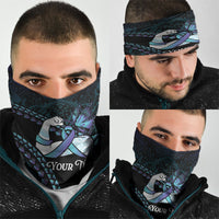 Personalised Polynesia Suicide Prevention Month Neck Gaiter Brave Strong Butterfly Teal Purple Ribbon