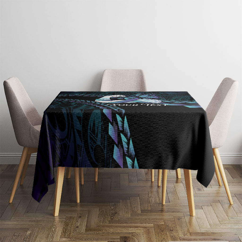 Personalised Polynesia Suicide Prevention Month Tablecloth Brave Strong Butterfly Teal Purple Ribbon