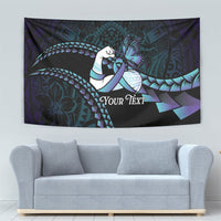 Personalised Polynesia Suicide Prevention Month Tapestry Brave Strong Butterfly Teal Purple Ribbon